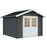 Palmako Gartenhaus Lotta 7,3 m2 - 28 mm dunkelgrau/weiß