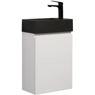 WC Badmöbel Angela 40x22 cm Matt Weiß - Schrank Schwarze Waschbecken Badezimmer Toilette