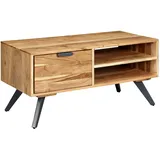 KADIMA DESIGN Massiver Couchtisch aus Holz und Metall, Trendiges Design, Viel Stauraum, Stabile Standbeine