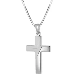 trendor 63607 Silber Herren-Halskette mit Kreuz-Anhänger