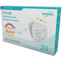 EUROPAPA 20x FFP2 kleine Weiss Masken 5-Lagen einzelnverpackt CE Zertifiziert