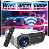 Mini WiFi Projektor Tragbarer Full HD Bluetooth Projektor für Handy 4500 lm 1500:1 HDMI USB LED Zenwire e450s - Weiß