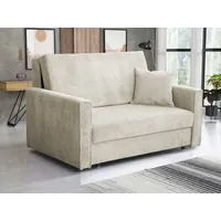 MIRJAN24 Schlafsofa Viva Bis Premium II, mit Bettkasten und Schlaffunktion, inkl. Kissen, Schwarz Metallfüße, Wellenfeder, 2 Sitzer beige