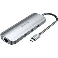 Vention TOLHB, Kabelgebunden, USB 3.2 Gen 1 (3.1 Gen 1) Type-C, 100 W, 3,5 mm, 10,100,1000 Mbit/s, Silber / Silber