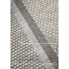 Villeroy & Boch Luitwin In- & Outdoor Teppich Modern - Modernes Flachgewebe, Boho, Ethno, ÖKO-TEX Wetterfest & UV-beständig für Balkon, Terrasse, Garten – Natur Braun, 115x170cm