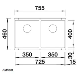 Blanco Subline 350/350-U anthrazit + Handbetätigung + InFino