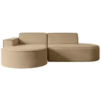 Altdecor Ecksofa Beige, Textil, 3-Sitzer, L-Form Corner Sofa Bett