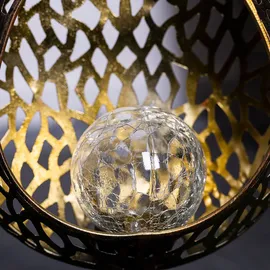 GLOBO LED Solarleuchte, Feuer-Effekt, Tropfen-Optik, Crackle gold