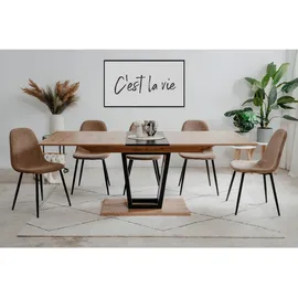 Finori Soria 80A Auszugstisch, 160-200x76 90 cm / schwarz / Braun