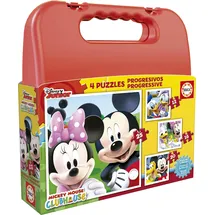 Educa - Kinderpuzzle Mickey Mouse Koffer | 4in1 Puzzlekoffer 12/16/20/25 Teile | Mickey, Disney | ab 3 Jahren (16505)