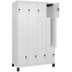 C+P Z-Spind Classic PLUS, Füßen, 8 Abteile, HxBxT 195x120x50cm, Sicherheitsdrehriegel, Verkehrsweiß von PROREGAL