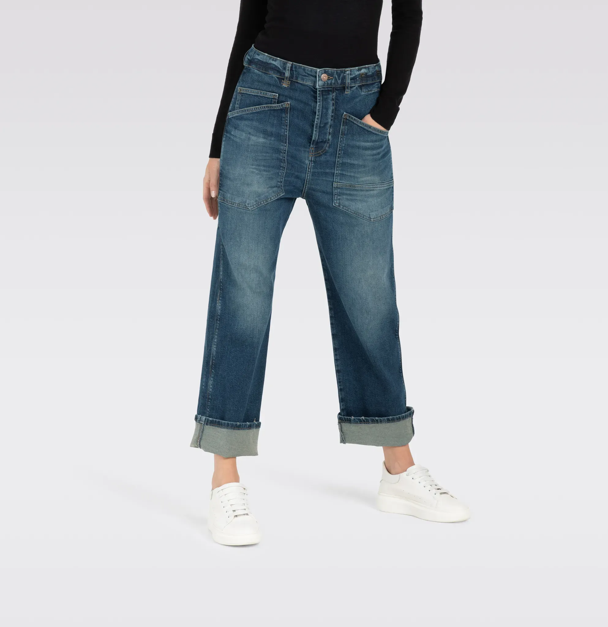 MAC Bequeme Jeans »BAGGY straight« MAC trendy tinted mid blue 38