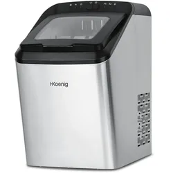 H.Koenig Eiswürfelmaschine KBP40 / Produktionszeit 9 Min /  2 Eiswürfelgrößen / Edelstahl / Silber