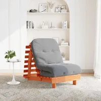 Futon Schlafsofa Mit Matratze Braun 70x206x11 Massivholz Kiefer