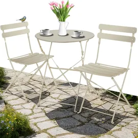 Tectake Bistrotisch-Set Frieda für 2 Personen beige