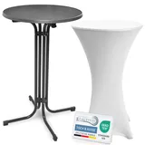 Beautissu Stehtisch klappbar Ø70 cm Grau/Weiß