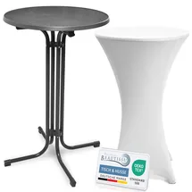 Beautissu Stehtisch klappbar Ø70 cm Grau/Weiß