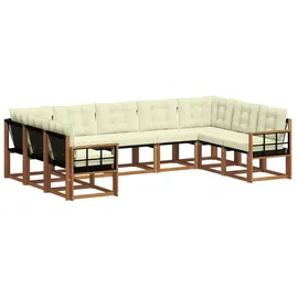 vidaXL Outdoor-Sofagarnitur 9-tlg. Natur/Creme Massivholz Akazie