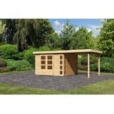 Karibu Gartenhaus Kerko 5 mit 240 cm Schleppdach - 19 mm-302 x 246 cm-naturbelassen