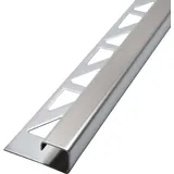 Dalsys Fliesenschiene Eckprofil Quadratprofil Edelstahl Gebürstet 2,5m x 8mm, Fliesenprofil