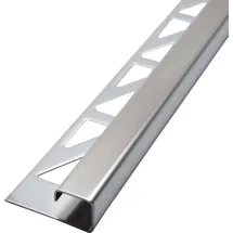 Dalsys Fliesenschiene Eckprofil Quadratprofil Edelstahl Gebürstet 2,5m x 8mm, Fliesenprofil