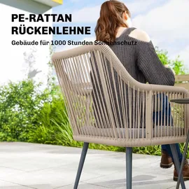 Outsunny Gartenstuhl 2er Set Gartenstuhl 54 x 65 x 80 cm grau/silber wetterfest mit Armlehne