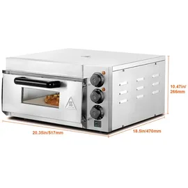 Vevor kommerzieller Pizzaofen Backofen Einzeldeckschicht 356 mm, elektrischer Pizzaofen aus Edelstahl mit drei Drehknöpfen, Mehrzweck-Pizzamaker I...