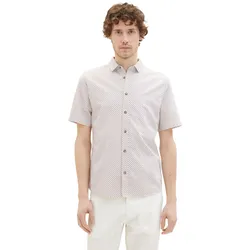 Tom Tailor Herren Kurzarm Hemd PRINTED Regular Fit Weiß Rot Minimal Design 31793 S