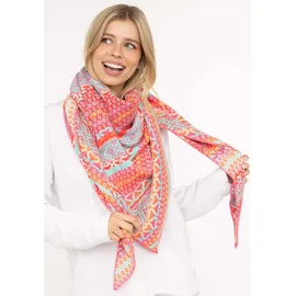 Zwillingsherz Dreieckstuch "Maralda", Damen, türkis orange pink, Strick, Materialmix, gemustert, mehrfarbig, Modetücher, farbenfrohes Muster, wärmend, Strick