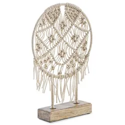 Deko-Objekt Traumfänger 16,5 cm Baumwolle Beige