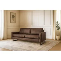 Home Affaire 3-Sitzer HOME AFFAIRE "Pinto, 206 cm, Cord, Chenille, Lederoptik", braun, B:206cm H:85cm T:97cm, Kunstleder (65% Polyester, 35% Lederfasern);Cord (92% Polyester, 8% Polyamide), Sofas, mit Keder, schwarze Metallfüße, Wellenunterfederung
