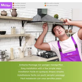 McFilter | (2 Stück), universal 57 x 47cm mit Sättigungsindikator, Zubehör f. Dunstabzugshauben, extra speicherfähig, zuschneidbar - Weiß