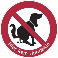 Verbotsschild, Hier kein Hundeklo, Text & Symbol, Aluminium - praxisbewährt - 420x2 mm Aluminium glatt