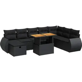 vidaXL Garten-Sofagarnitur 9-tlg. schwarz