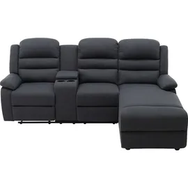 vente-unique Ecksofa mit Relaxfunktion aus anthrazitfarbenem Stoff - Anthrazit - MACEDONIA