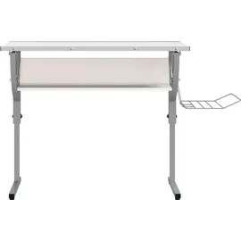 vidaXL Basteltisch Weiß & Grau 110x53x(58-87) cm Holzwerkstoff & Stahl