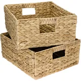 HMF Aufbewahrungskorb geflochten aus Wasserhyazinthe Seegras 30 x 34 x 15 cm beige