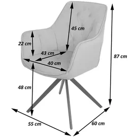 MCW Esszimmerstuhl MCW-L80, Küchenstuhl Polsterstuhl Stuhl mit Armlehne, drehbar, Metall Stoff/Textil ~ creme-beige