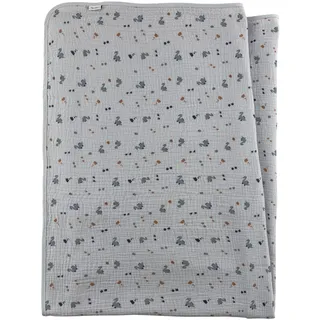 Sterntaler Musselin Decke Dino Rexi - Babydecke mit Allover-Motiv - Kinder und Baby Kuscheldecke weich & anschmiegsam - Decke aus leichtem Musselin, graublau