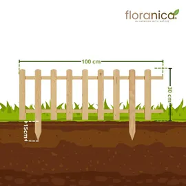 Floranica Beeteinfassung Steckzaun 100 x 30 cm Natur