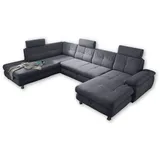 ed exciting design Wohnlandschaft ALBA U-Form, mit Bettfunktion, Bettkasten, Armteilverstellung - grau