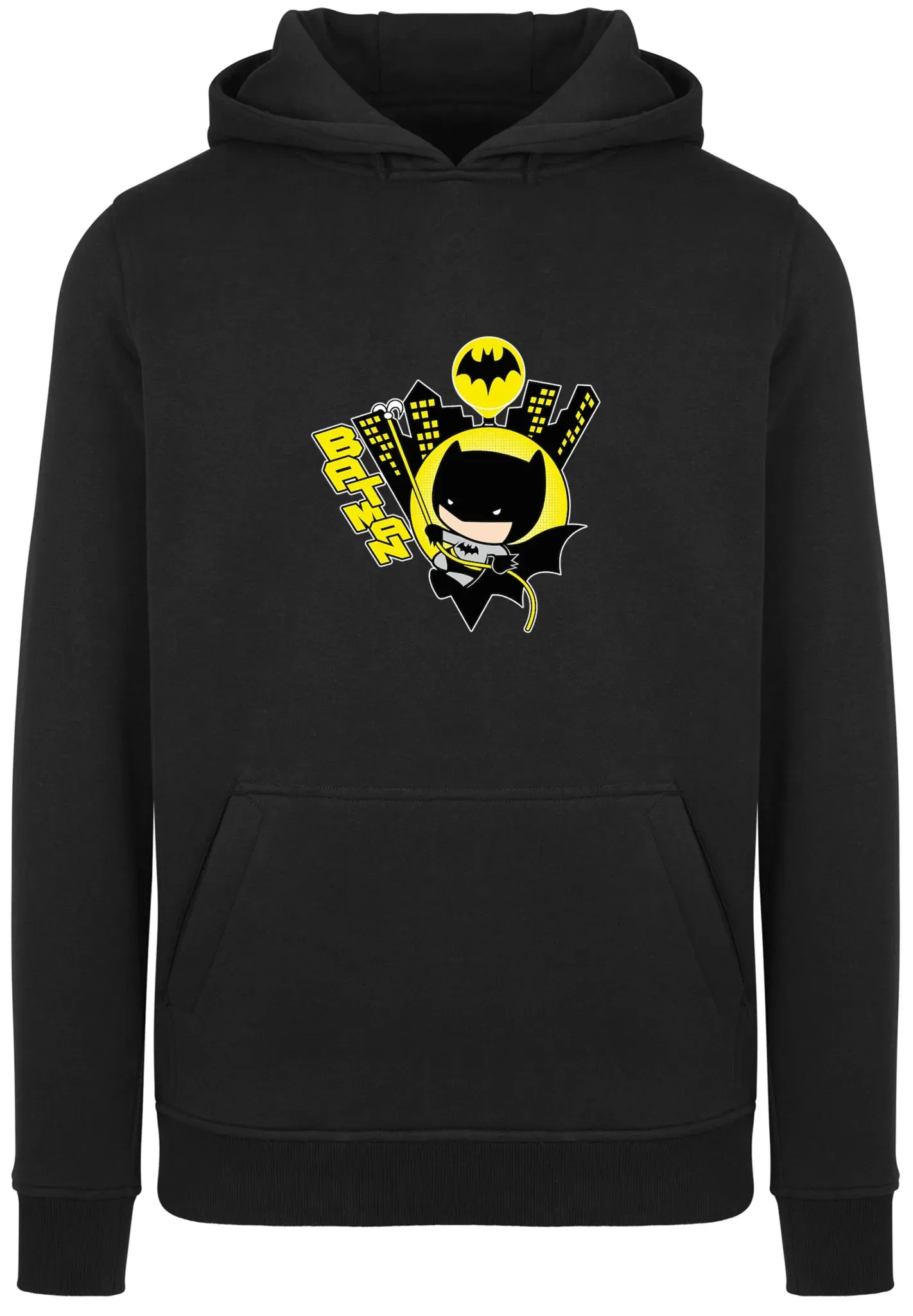 Sweatshirt F4NT4STIC "F4NT4STIC Herren Chibi Batman Swinging with Fitted heavy hoody" Gr. XL, schwarz (black) Herren Sweatshirts