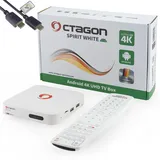 Octagon Spirit White 4K UHD Android TV 11 IP Media Streaming Box, HDR 10+, 5G WLAN, BT Fernbedienung, ARM Mali G31 450, Amlogic S905Y4, 32GB Flash, 2GB RAM, HTS e-com HDMI-Kabel
