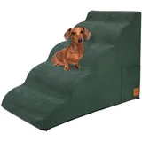 Hundetreppe für kleine Hunde, Hundetreppe für hohe Betten und Couch, rutschfeste Unterseite, Haustiertreppe aus weichem Schaumstoff, Haustierrampe für den Innenbereich, Haustiertreppe (grün, 5-stufig,