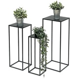 DanDiBo Ambiente DanDiBo Blumenhocker Metall Schwarz Eckig Blumenständer Beistelltisch 96315 3er Set Blumensäule Modern Pflanzenständer Pflanzenhocker