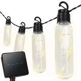 Aktive Solar-Lichterkette 10 LEDs 1,8 m Licht und 3,8 m Kabel inkl. Erdspieß Warmes Licht