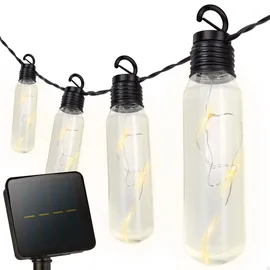 Aktive Solar-Lichterkette 10 LEDs 1,8 m Licht und 3,8 m Kabel inkl. Erdspieß Warmes Licht