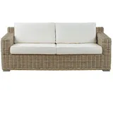 Beliani Ardea Gartensofa 2-Sitzer hellbraun/cremeweiß