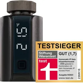 eQ-3 Homematic IP Heizkörperthermostat Evo, M30 x 1,5 (z.B.Oventrop, Danfoss), erfordert Homematic IP Access Point schwarz 11,4 cm x 9,7 cm x 12,2 cm