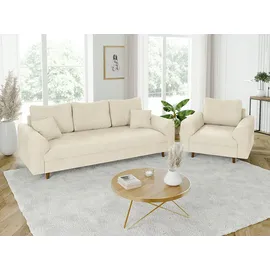 s-style möbel Sitzgarnitur, 3+2+1 Sigurd Beige, Chenille